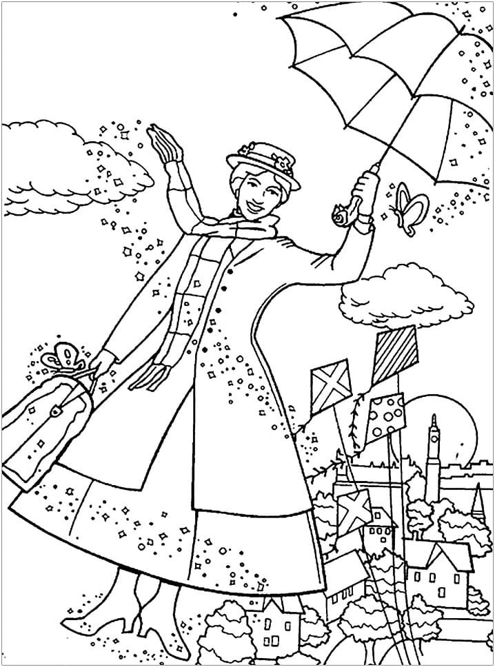 Top 30 Printable Mary Poppins Coloring Pages